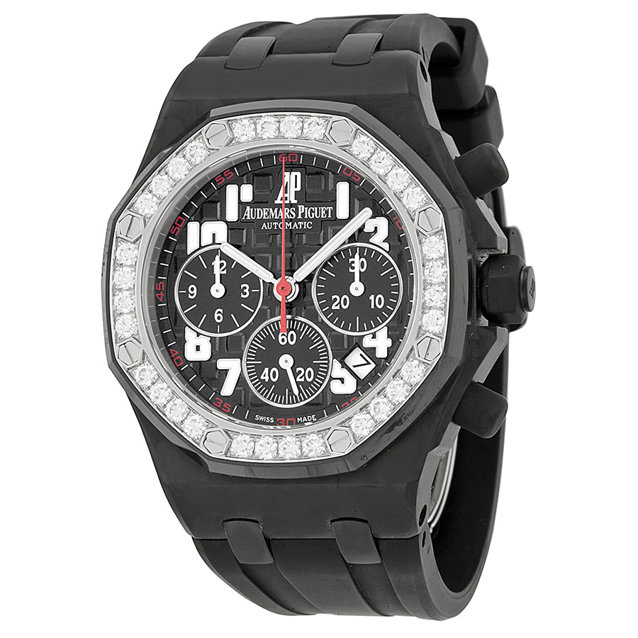 Swiss Clone Audemars Piguet RO Offshore 41mm Black DLC Case Automatic GMT Chrono Watch