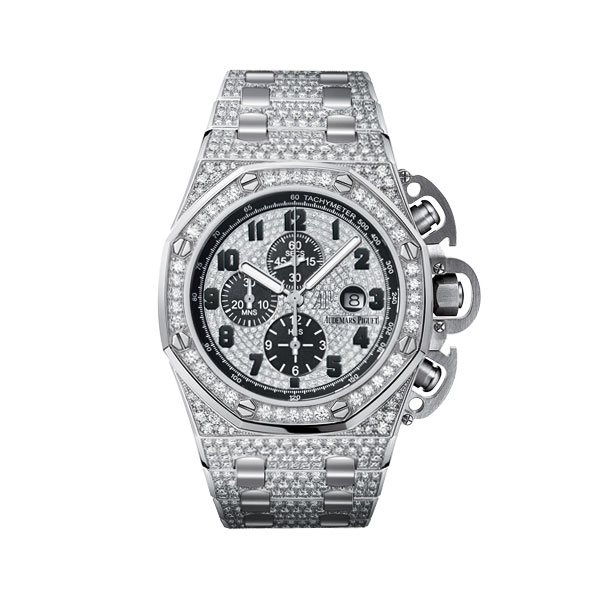 AP Royal Oak Offshore Diamond-Crusted White Gold 18k Watch - Exquisite Elegance