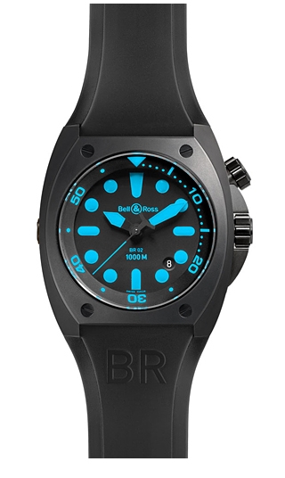 Bell Ross BR02-Blue Diver Automatic Jet Black Face 300m Water Resistant Watch