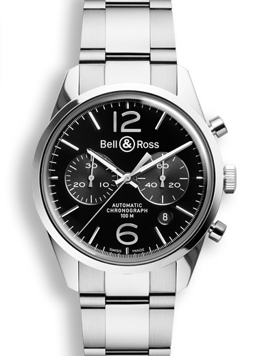 Replica Bell and Ross Vintage Pilot 41mm Jet Black Face Automatic Watch, Stainless Steel