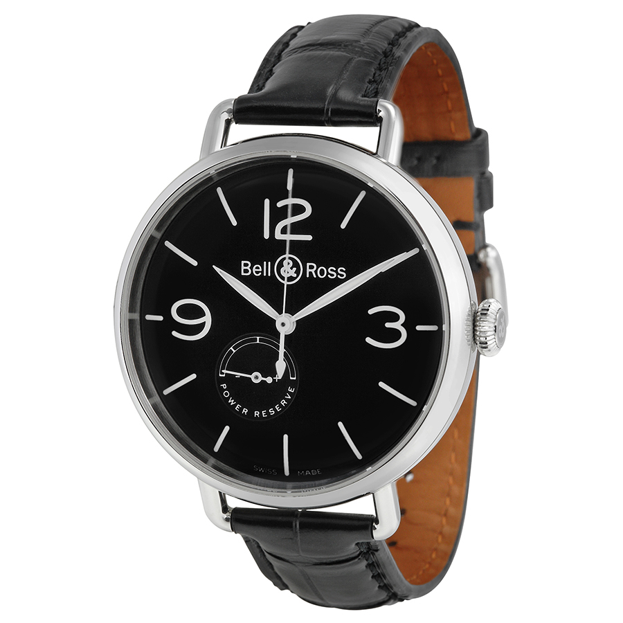 Bell Ross Vintage BRWW197-BL-ST/SCR: Classic Aviator Watch - Jet Black Dial - Swiss Automatic - 41mm Steel Case