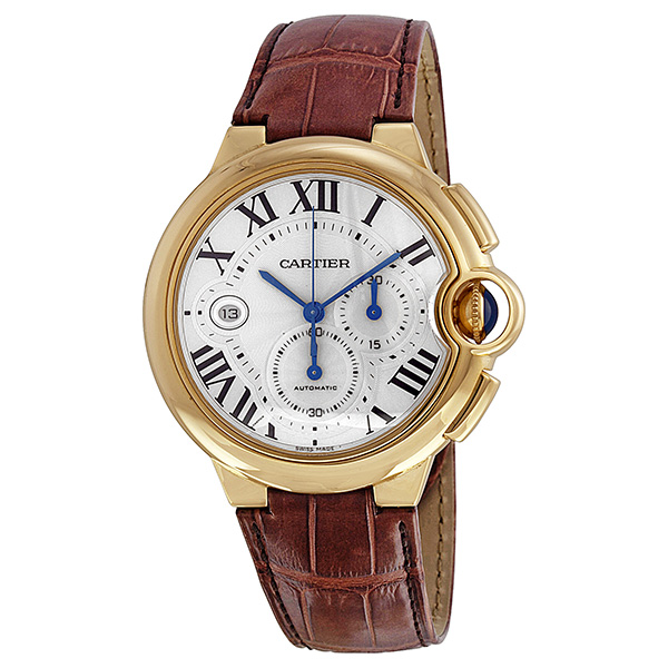 Cartier Ballon Bleu Silver Guilloche Automatic Chronograph Watch