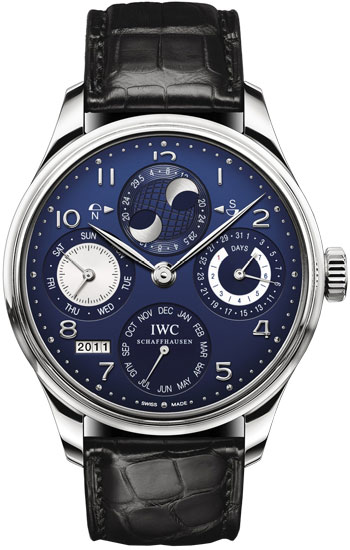 IWC Portuguese Automatic 43mm Silver Case Jet Black Dial Mens Watch