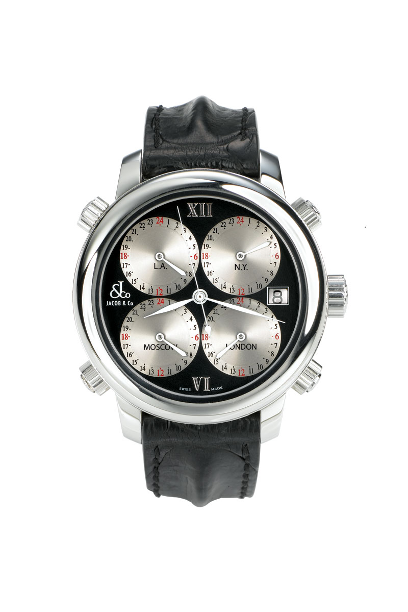 Jacob & Co. H24SSB Swiss Clone 5 Time Zones Automatic Steel Chronograph Watch