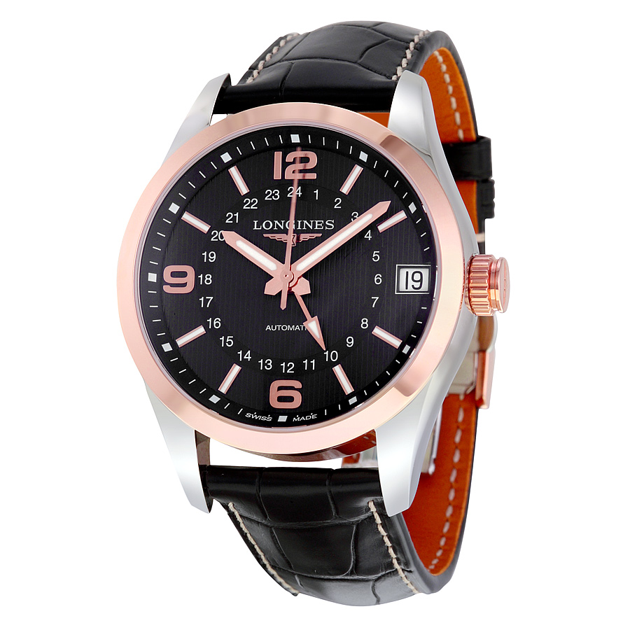 Longines L27995563 Swiss Clone Automatic Silver Case Jet Black Dial Watch