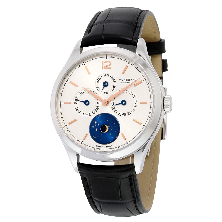 Montblanc 112536 Classic Timepiece - Swiss Replica - Stainless Steel Case - Black Alligator Band Watch