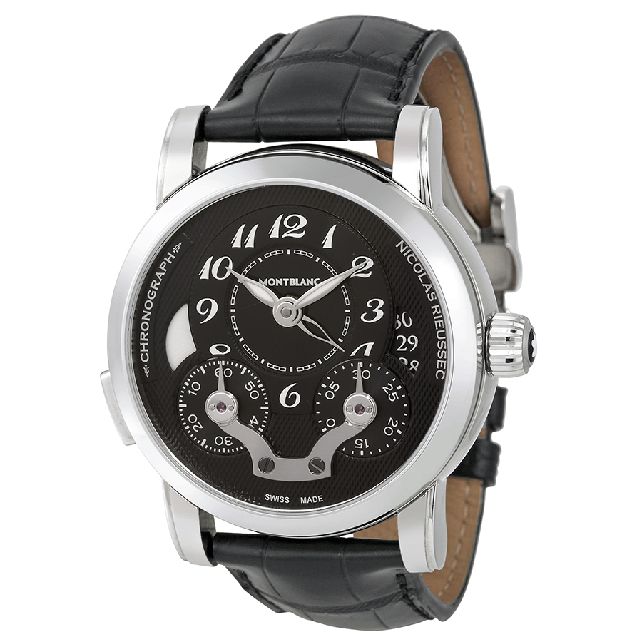 Montblanc Rieussec 106488 Steel Chronograph Black Face Watch
