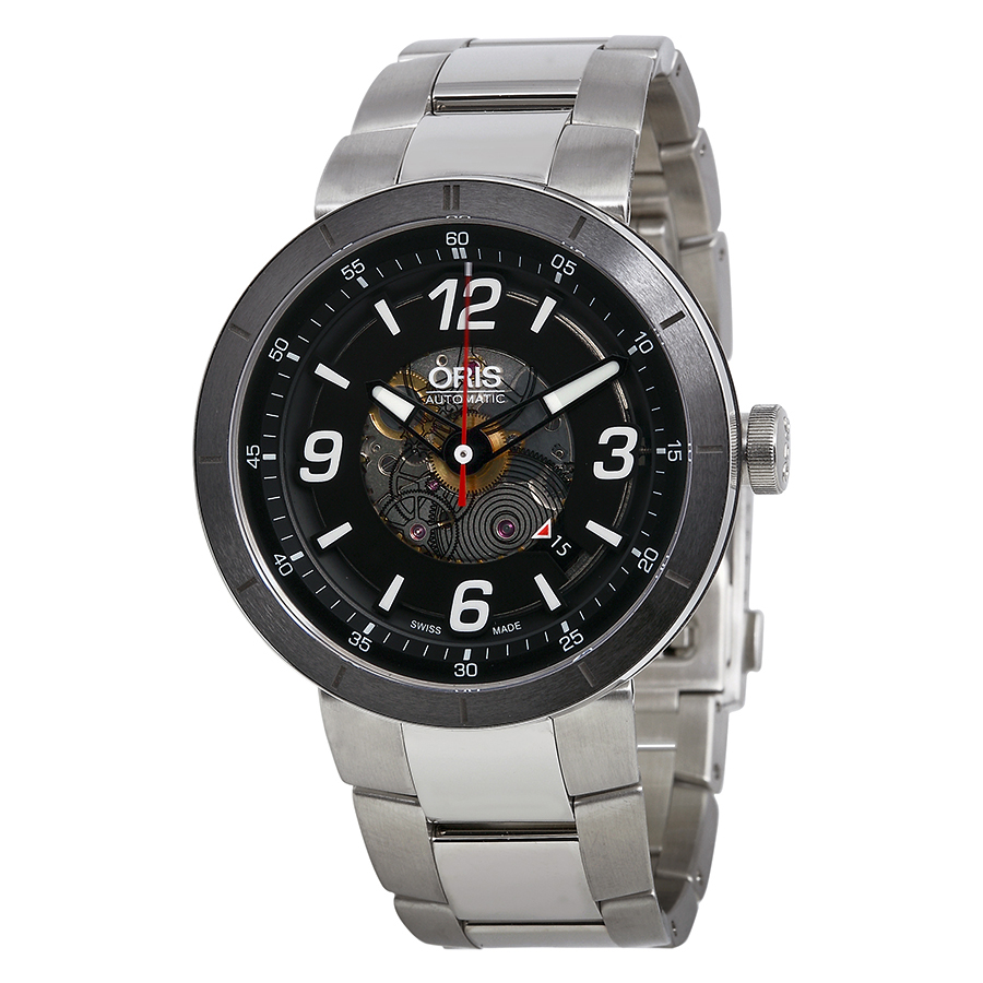 Oris TT1 Pilot Watch - Swiss Chronograph 43mm Case - Jet Black Face - 100m Water Resistant