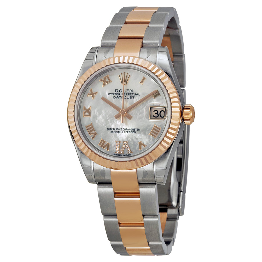 31mm Lady Rolex Imitation Pearl Mother of Pearl Dial Gold Watch