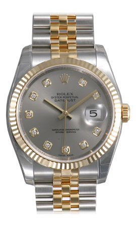 Rolex Datejust Grey & Diamond Glamour 116233 Automatic Watch