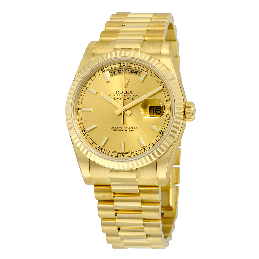 Swiss Replica Rolex Day-Date 41mm Classic Gold Case Diamond Bezel Automatic Watch