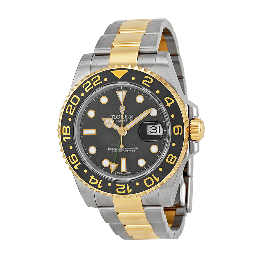 Replica Rolex GMT Master II Black Steel Bezel Automatic Jet Black Face Water Resistant 40mm Watch