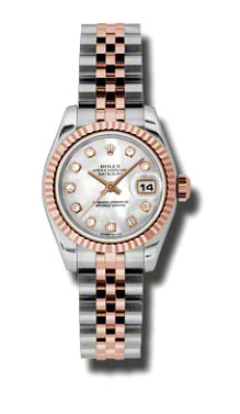 Classique Rolex Datejust Lady 179171MDJ Clone Automatic Timepiece with Pink Gold and Black Dial
