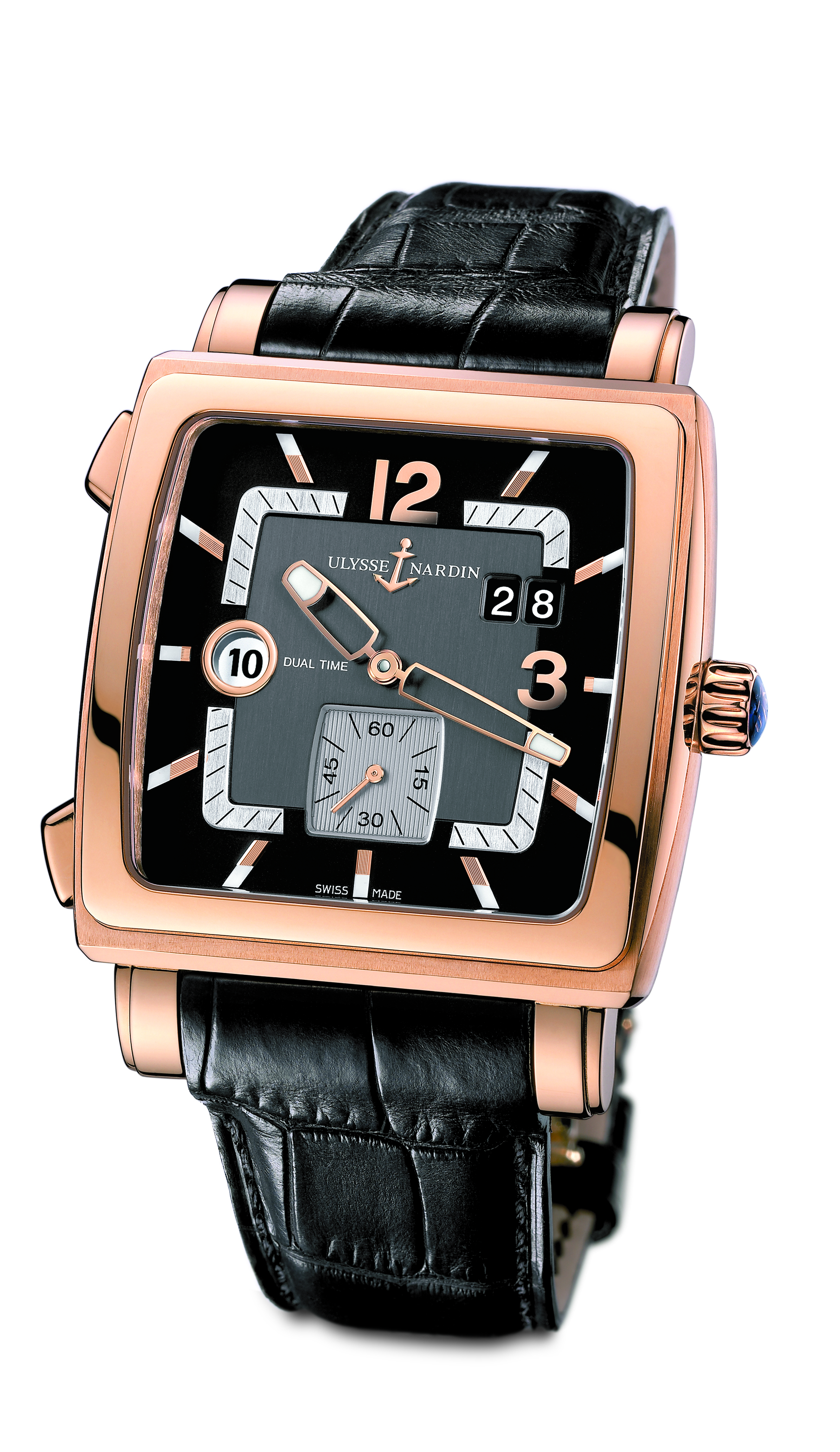 Ulysse Nardin Quadrato 41mm Rose Gold Automatic Black Face Dive Watch