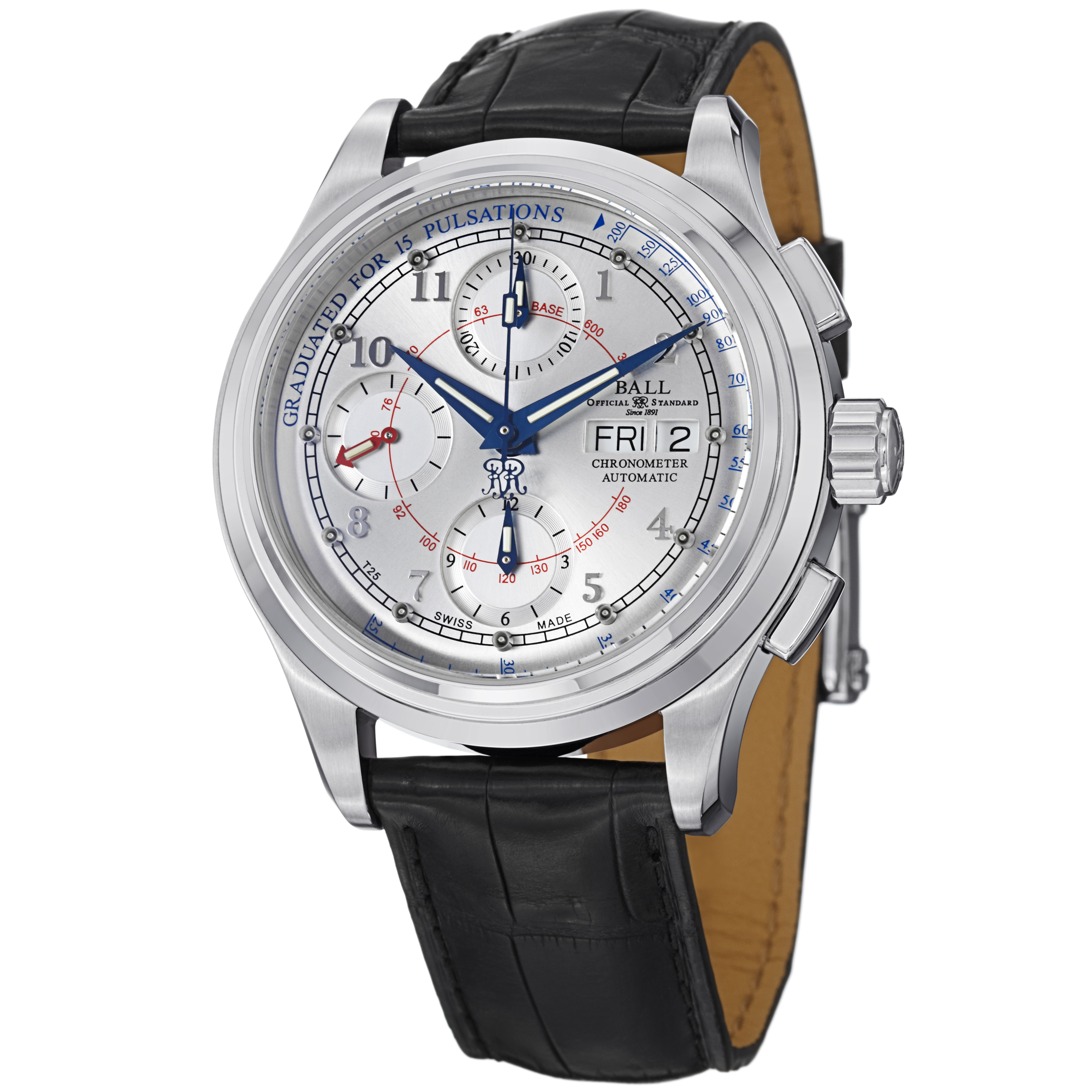 Ball Trainmaster Swiss Clone Chronograph Date 10mm Steel Blue Face Watch