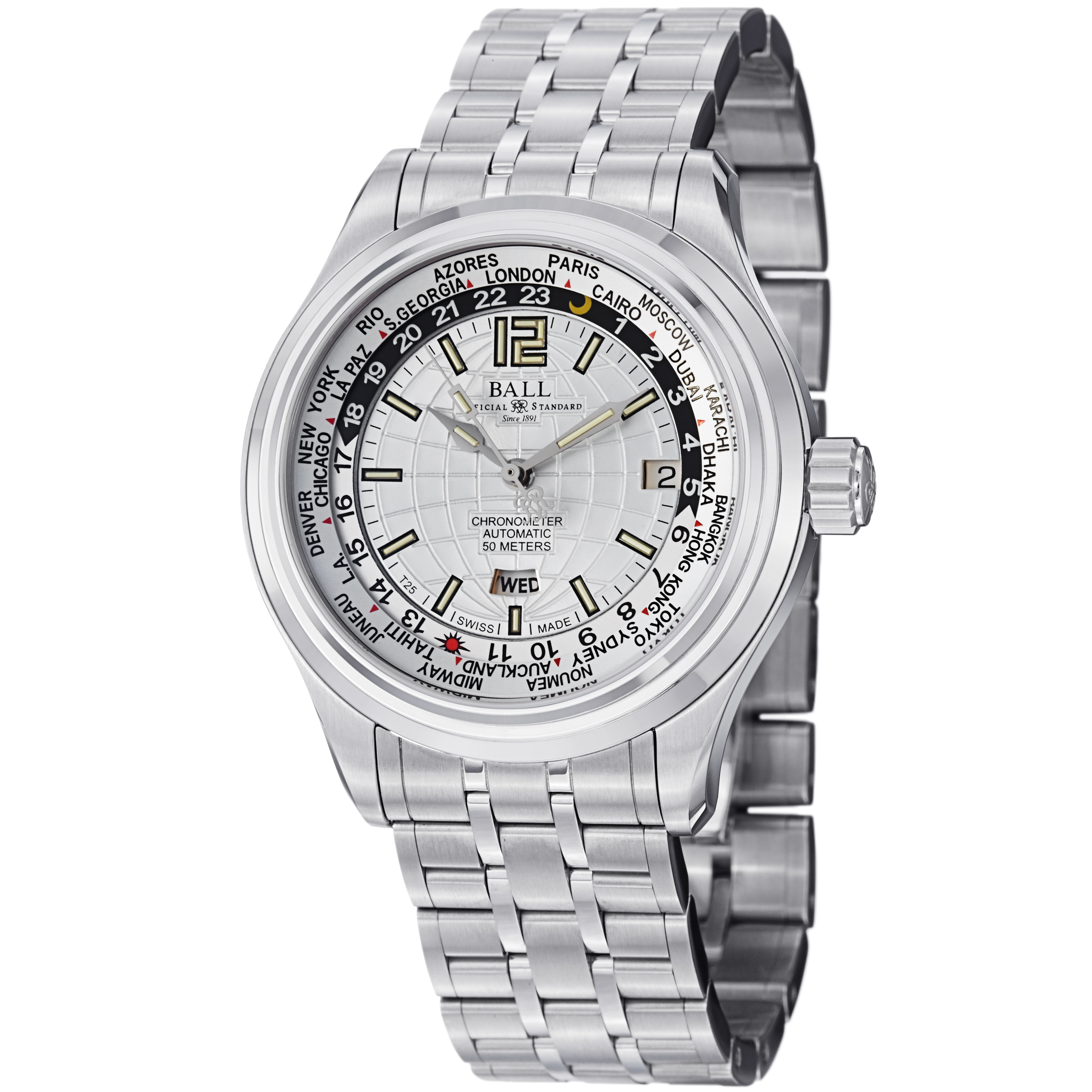 Ball Trainmaster Stainless Steel Automatic Silver Dial Men's Watch