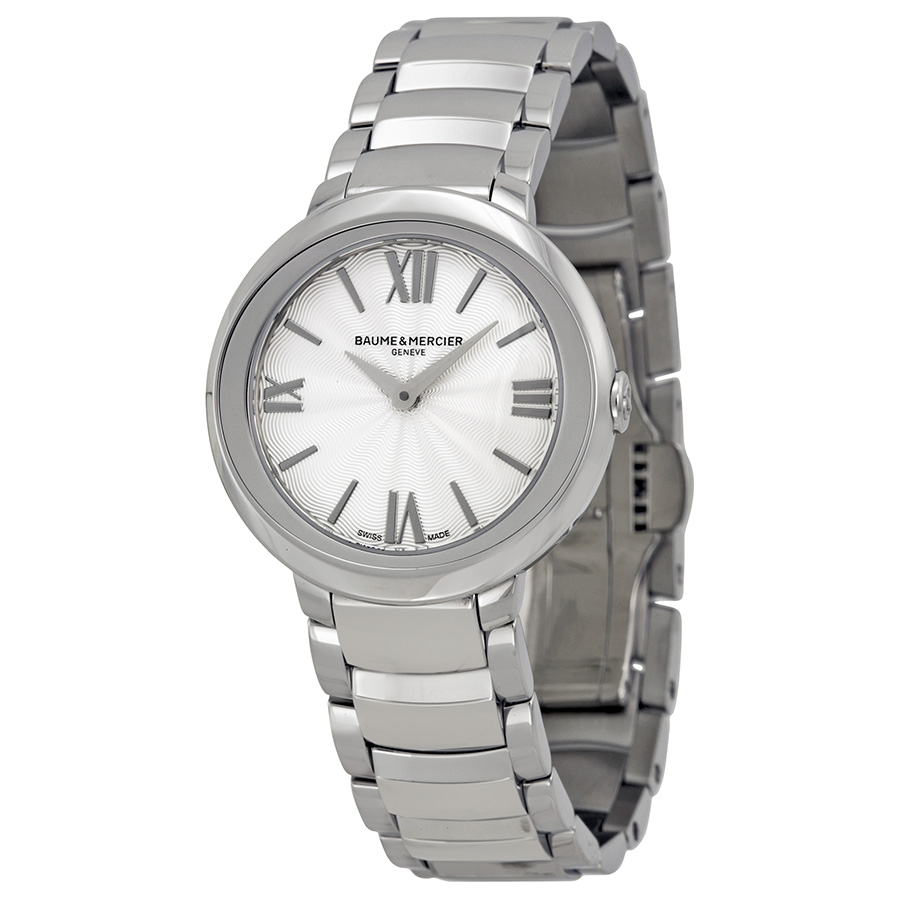 Baume et Mercier 10157 Steel Quartz Watch with White Dial
