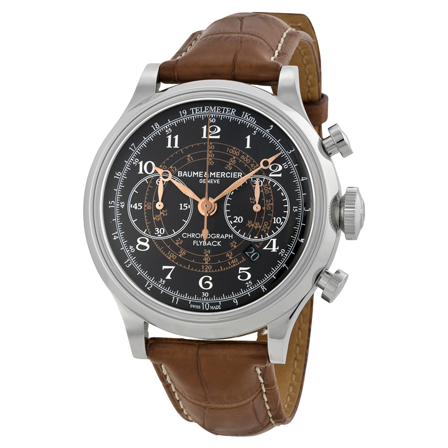 Baume et Mercier Capeland 10068 Black Automatic Chronograph Watch - Timeless Elegance