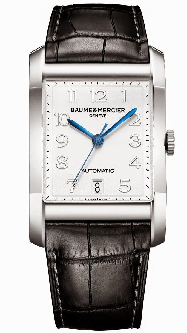 Baume et Mercier Hampton Steel Rectangular Silver Dial Mens Watch