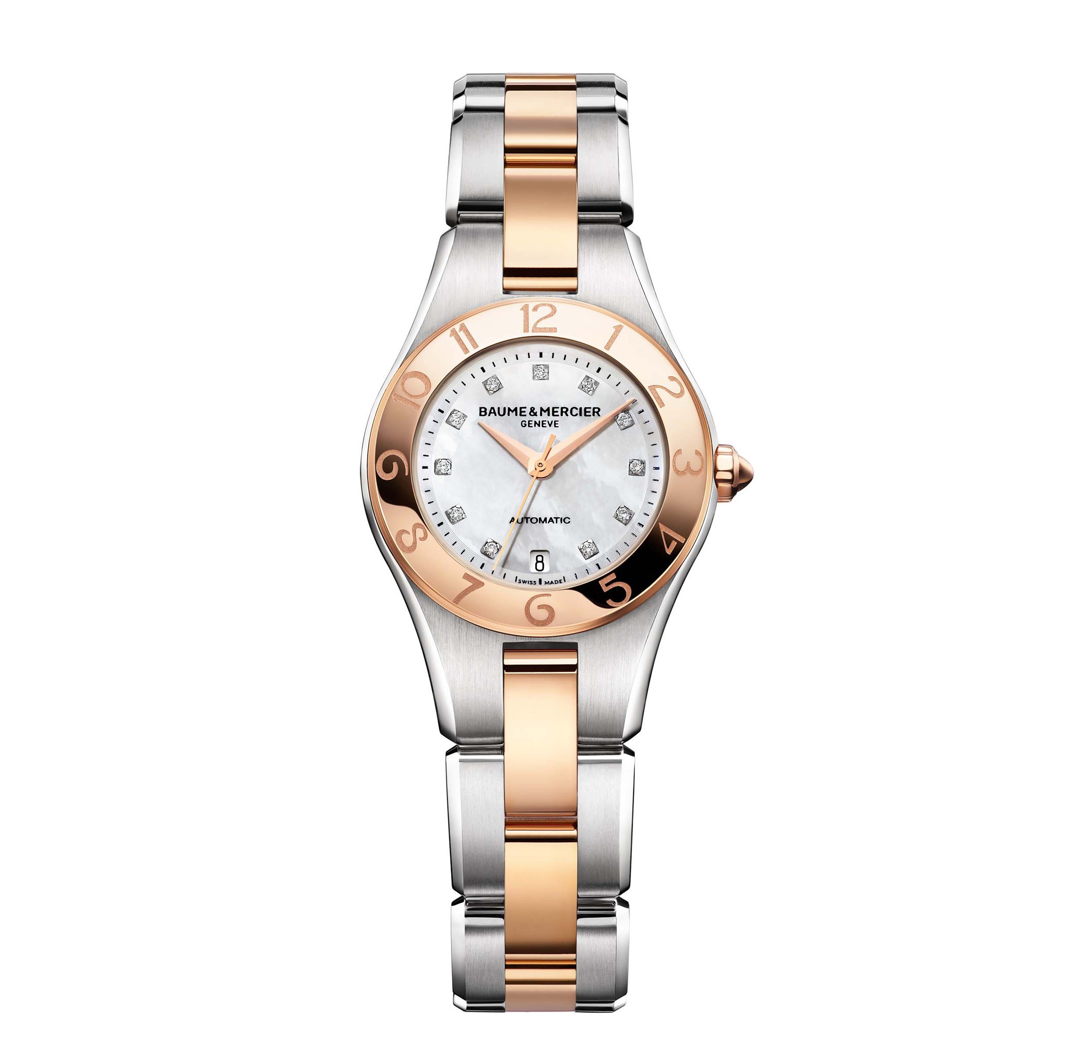 Baume & Mercier Linea Mother of Pearl Automatic Watch - Sophisticated Pearl-Glazed Face