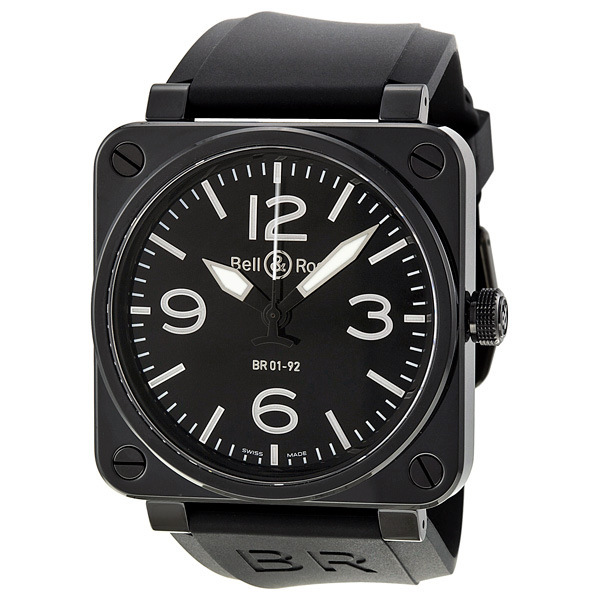 Bell & Ross Swiss Clone Aviator BR0192-BL-CER/SRB Automatic Jet Black Face Water-Resistant Watch