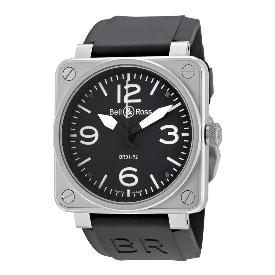 Bell and Ross Aviator Replica Chronograph - Steel Case, Jet Black Dial, Water-Resistant Watch
