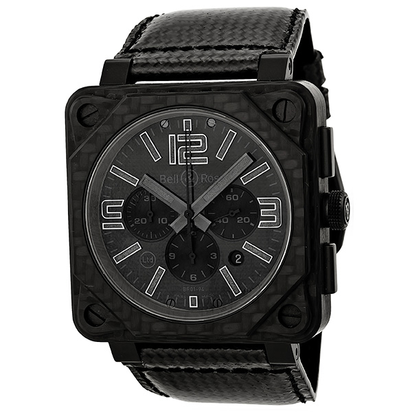 Bell Ross BR0194 Phantom Aviator Chrono - Fiberglass Case, Black Face, 45mm Water-Resistant Watch