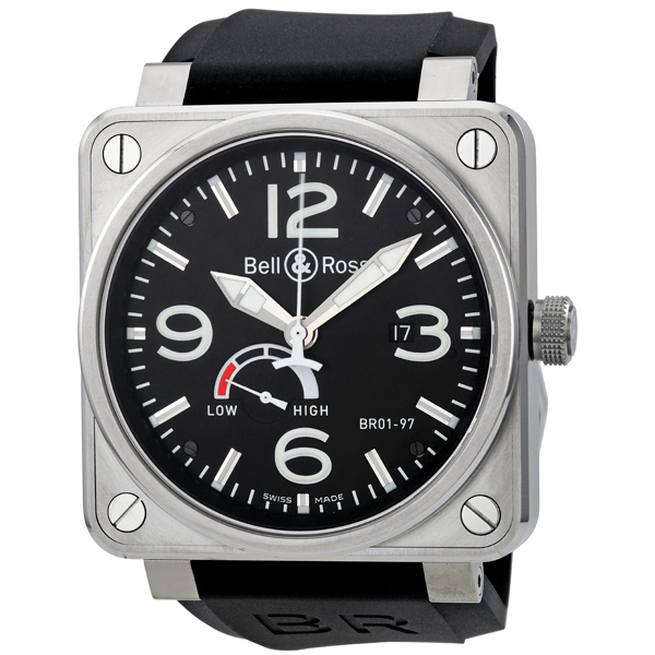 Bell and Ross Aviation BR0197-BL-ST Jet Black Pilot Watch - Automatic Stainless Steel - 41mm