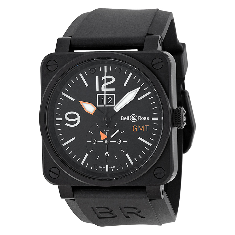 Bell Ross GMT Pilot Watch - Automatic Black Face - Durable Stainless Steel 45mm