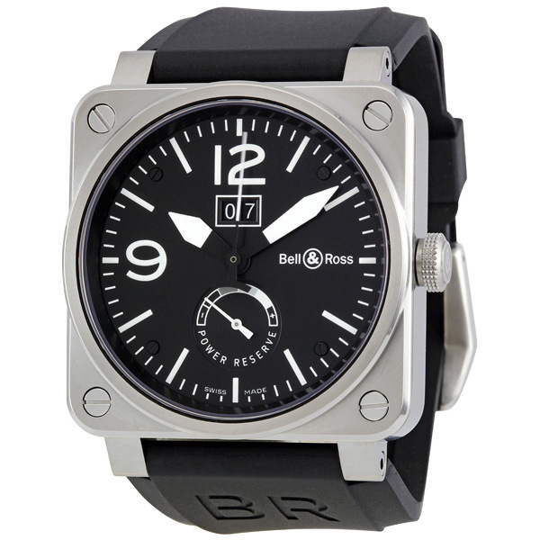 Bell Ross BR0390 Black Pilot Watch - Steel Case, Jet Black Face, 43mm