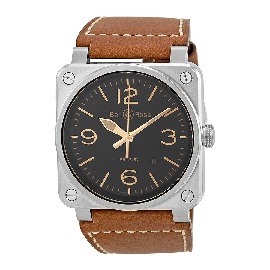 Bell and Ross Aviator Chronograph ST-G-HE/SCA Swiss Imitation with Sapphire Crystal, Deep Black Face