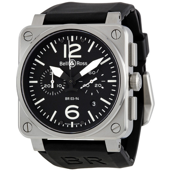 Bell Ross Aviator Chrono BR0394-BLST Jet Black Dial Auto Watch