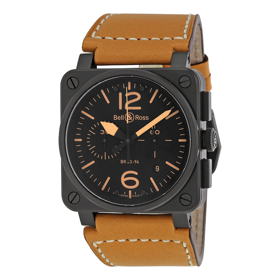 Bell Ross Aviator Carbon Ion-Plated BR0394 Diver Steel Chrono Watch