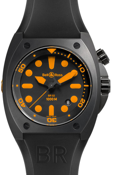 Bell Ross Marine BR0292-Orange Dive Watch: Self-Winding, Scratch-Resistant Case
