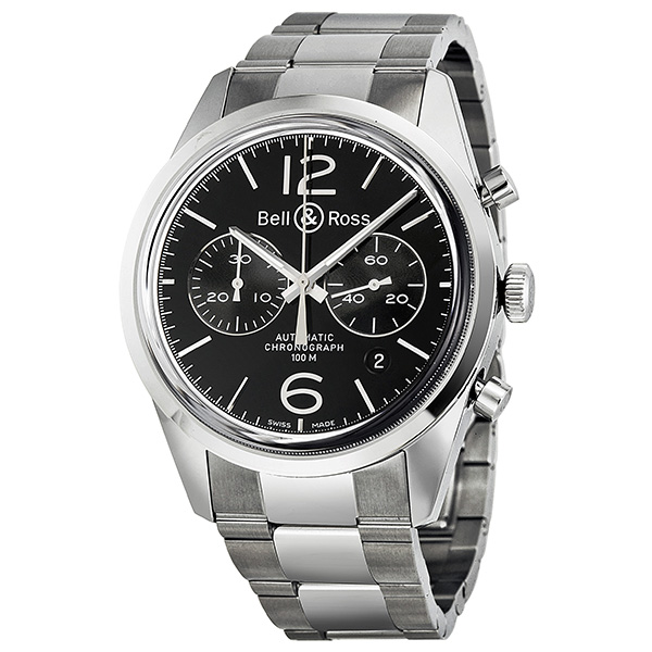 Bell Ross Vintage BR126 Officer SSB - Jet Black Face Automatic Pilot Watch