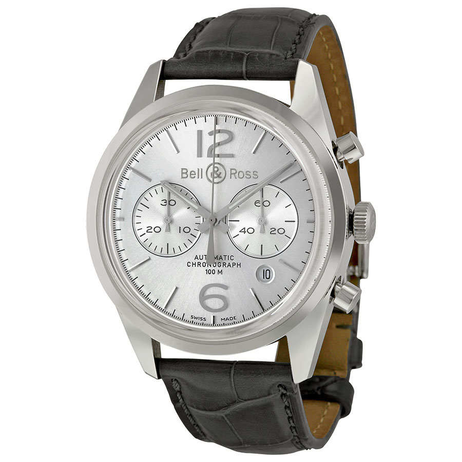 Bell Ross Vintage Chronograph 126 White-Steel Case Automatic Watch - Classic Pilot Timekeeping