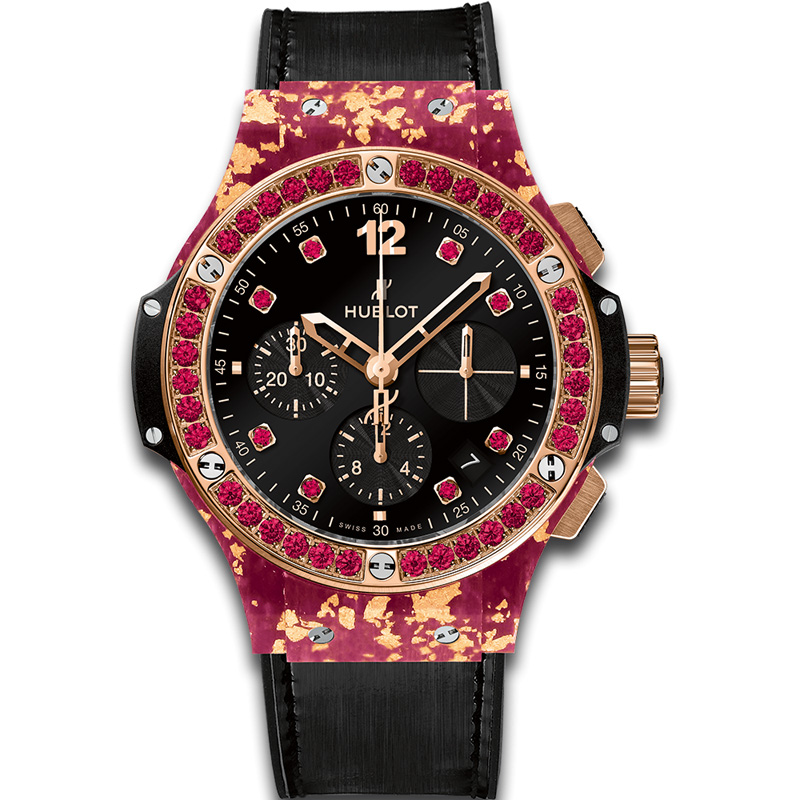 Hublot Lady's Watch 341.XP.1280.NR.1213 with Moon Phase in White Gold and Black Dial