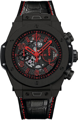 Hublot Classic Fusion Ceramic Chronograph 14k Gold Automatic Black Dial Watch