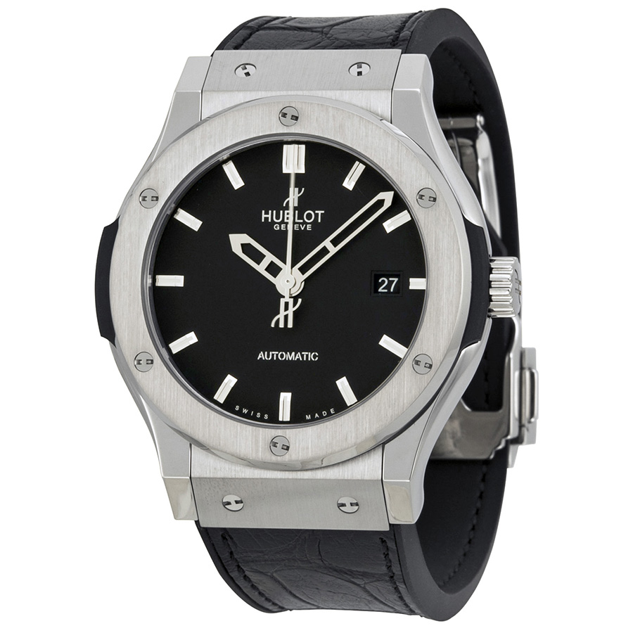 Hublot Classic Fusion Titanium Case Automatic Jet Black Dial 45mm Reps Watch