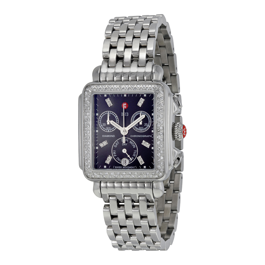 Michele Classic Timepiece Stainless Steel Chronograph Automatic Black Dial Watch