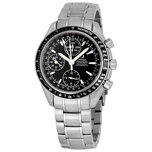Omega Speedy Pro 3220.50 Auto Chrono Jet Black Face Steel 43mm Watch