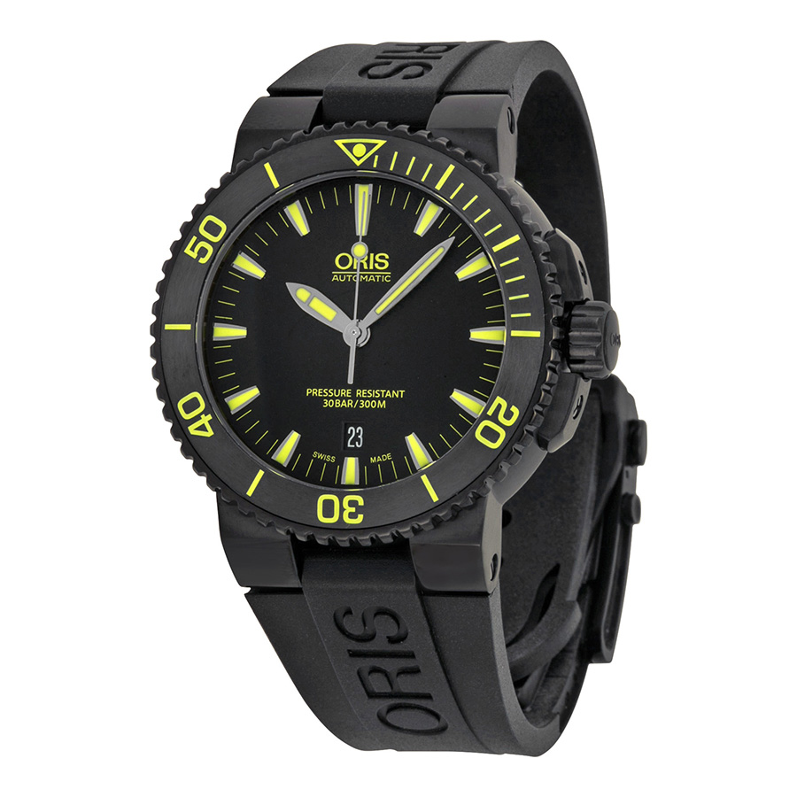 Oris 01 Diver Steel Black DLC Case Auto Movement, Jet Black Dial Water Resistant Watch