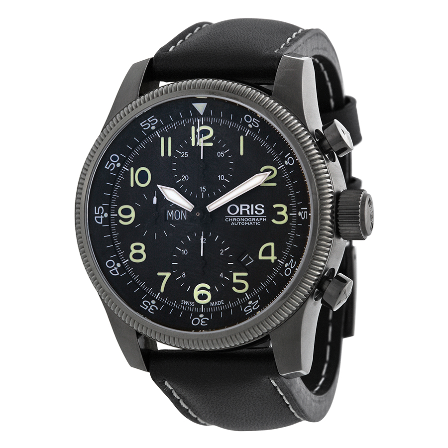 Oris Big Crown 01 Auto Chrono Pilot Watch - Swiss Steel, Black Face, 43mm