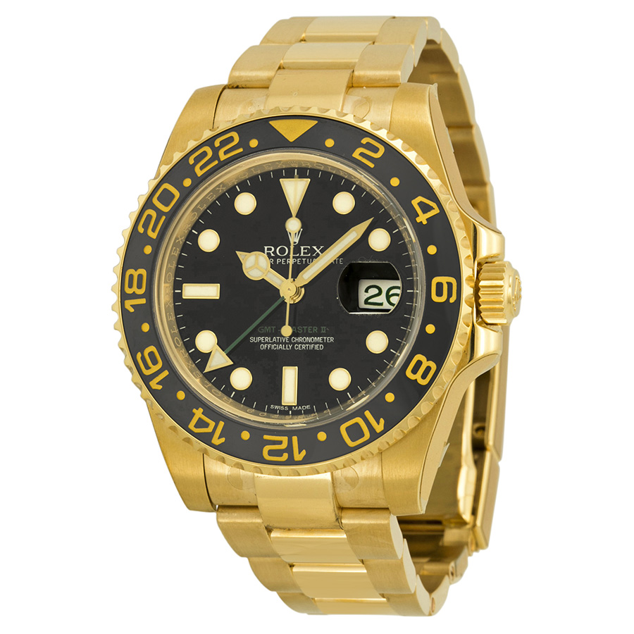 GMT Master II Rolex Imitation Black & Gold Case Automatic Pilot Watch