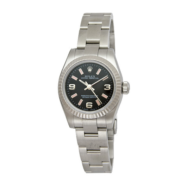 Rolex Oyster Perpetual No Date Black Steel Automatic Timepiece