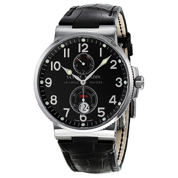 Ulysse Nardin Maxi Marine Dive 41mm Automatic Chrono Silver Case Blue Face Mens Watch