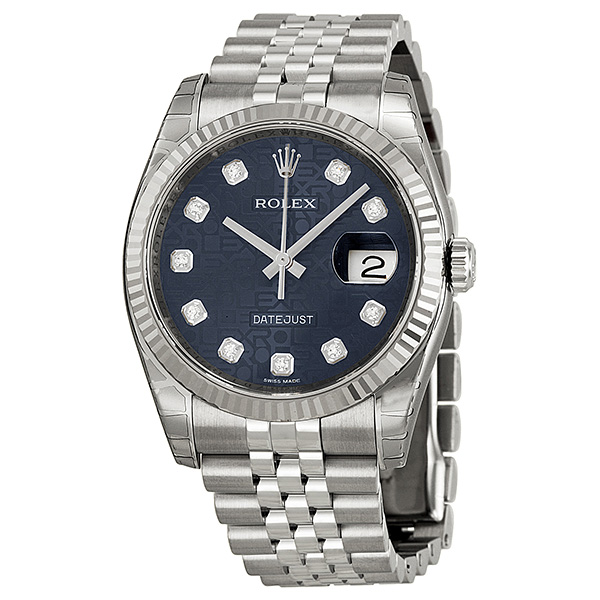 Jeweled Blue Jubilee Rolex Datejust Automatic 36mm Classic Timepiece