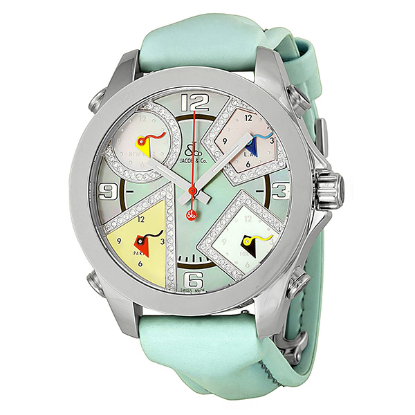 Jacob & Co. JCM23DA Blue Mother of Pearl Diamond Accents Time Zone Watch