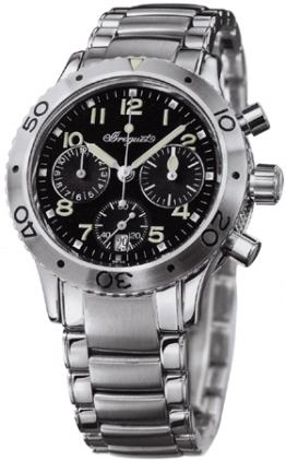 Breguet Type XX/XXI 4820ST/D2/S76 Clone, Automatic Chronograph, Stainless Steel, Jet Black Face, 100m Water Resistant Watch