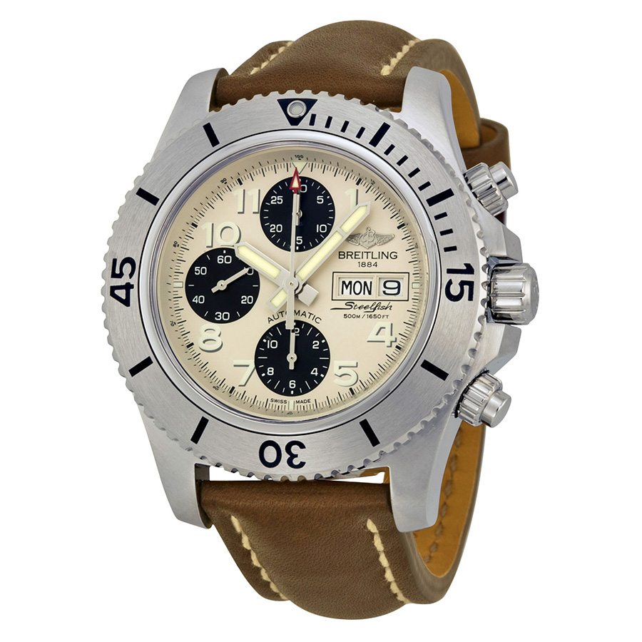 Breitling Avenger II GMT Silver Chronograph Dive Watch